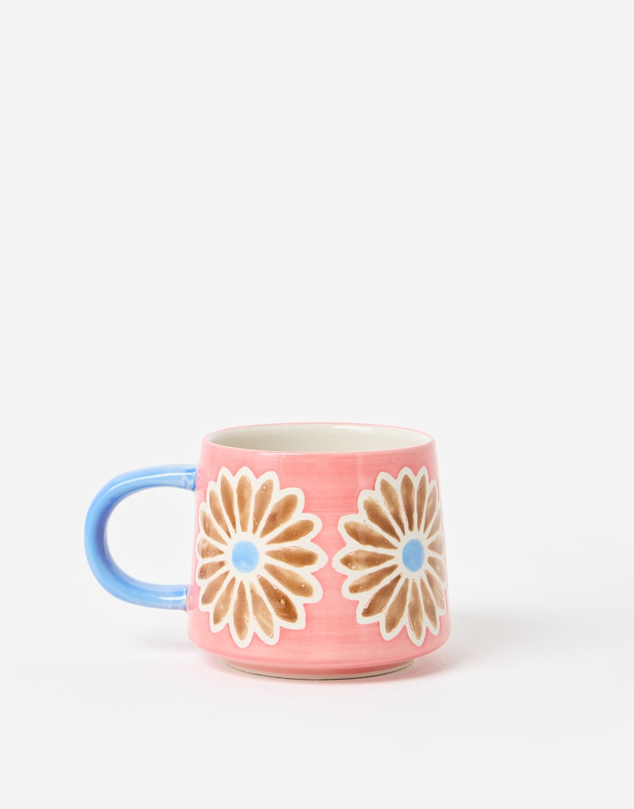 Pink & Brown Flower Ceramic Mug
